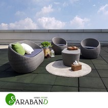 사라방드 스마랑 인조라탄 야외소파세트 1A_g 정원소파 아웃도어가구 카페의자 야외테이블 테라스의자, 그레이