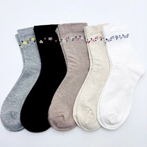 국내생산 여성 무압박 꽃무늬 임산부 발목 조임없는 양말 5켤레, 블랙 5켤레