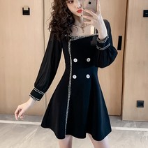 Amaethon 가을 여성 하객 미니 원피스