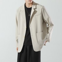 남성 비즈니스 캐주얼 단색 정장 자켓 오버핏 싱글 블레이져