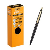 빅(Bic) 볼펜 클릭 골드 0.5 유성 블랙 매끄러운 블랙축 12개 CFCGBLK05BLKJ