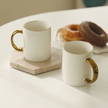 핸드팩토리 골드링 골드 핸드 홈카페 머그컵 330ml, 2개