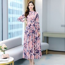 중년 원피스 엄마옷 루즈핏 긴팔 마담 여성복 봄 가을 겨울 럭셔리 엄마 오피스룩 데일리룩