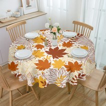 원형테이블보 가을 단풍잎 라운드 웨딩 호텔 테이블 휴일 다이닝 방수 식탁보, 없음, 72.HZF05972 - 153x305cm Tablec