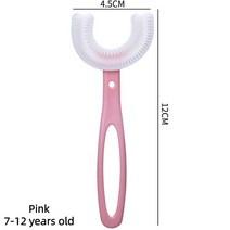 360 도 U자형 아기 칫솔 실리콘 구강 관리 청소, 4.PinkB