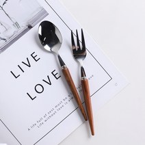 엘크 월넛우드 티스푼 티포크 3color 실버2p세트, 1개