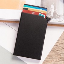 RFID차단 버튼 슬라이드 카드지갑(블랙) 메탈지갑오토팝업지갑 슬라이드카드지갑 메탈카드홀더 알루미늄카드지갑 l