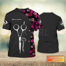 애견 미용사 가운 미용 방수 앞치마 실습복 여름 개 그 루머 3D 프린트 티셔츠 그루밍 도구 커스텀 셔츠 애완 동물 살롱 유니폼, style-2_M