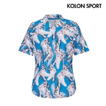 코오롱스포츠 여성 카라 가오리핏 티셔츠 노아 블루 상록수 나비 로고 프린트 폴리 폴라티 JKTCM19734BLU