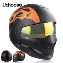 오토바이 풀페이스헬멧 스콜피온 다목적 콤비네이션 레트로 헬멧 Cascos Moto Locomotive Personality Half Predator, XXL_중국, Flame-C