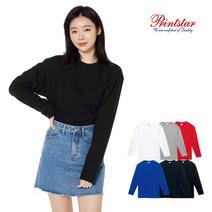 프린트스타 베이직 라운드 긴팔 여성 티셔츠 17수 XS~XXL