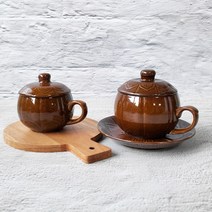 국산 도자기 연꽃 쌍화찻잔세트 빈티지 전통 쌍화차잔 대추찻잔, 160ml 쌍화찻잔세트_받침포함