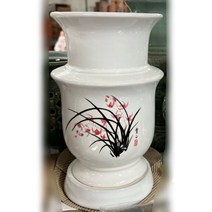 뉴 더블난화분 원형난화분 (높이26 cm)- 난초그림 난화분 원형화분 동양란화분 승진난화분 고급난화분 -받침대포함