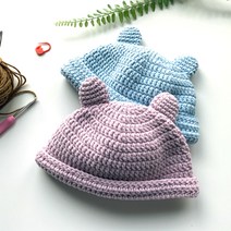 아기곰 신생아 뜨개 모자 DIY 키트 패키지, 720초록