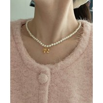 (골드당일) 리본목걸이 2col 드롭 팬던트 아크릴 진주 펄 네크리스 여성 데일리 액세서리 러블리 w20230101