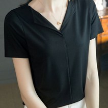 데일로엔 여성 심플 베이직 브이넥 반팔티셔츠