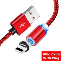 초고속충전케이블 LED 마그네틱 케이블 유형 C 마이크로 USB 자석 충전 샤오미 mi 9t 8 모토로라 모토 G G2 G3 G4 플레이 G5 G5S 플러스 E E2 E3, 23.Red 8Pin - 1m, 1개