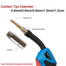 용접 노즐 팁 14pcs 토치 mb-15ak 아르곤 아크 15ak mig mag 기 용 0.60.80.91.01.2mm 접촉, 0.9mm