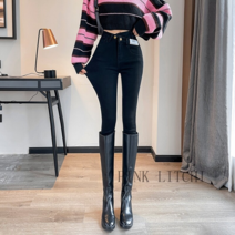 [PINK LITCHI]여성 겨울 패션 기모 스키니진 슬림핏 청바지 DE3 zhuo1107