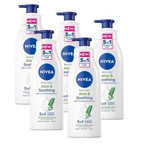니베아 알로에베라 수딩 바디로션 수분크림 48H 400ml Nivea Aloe Vera Body Lotion Moisturiser, 5개