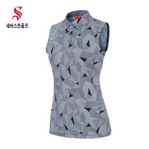 세바스찬골프 여성 기하학 패턴 카라넥 민소매 티셔츠 Z225