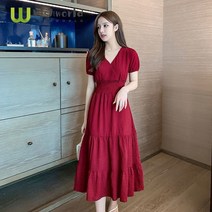 플라워 쉬폰 원피스 롱 프랑스 v-넥 프릴 솔리드 쉬폰 드레스 패션 여성 우아한 보라색