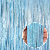 파티은박커튼 [폭1m/높이2m] 홀로그램 펄파스텔블루 5개입, 단품