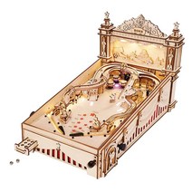 Robotime ROKR EG01 482PCS 3D 핀볼 기계 DIY 퍼즐 가족 모임 복고풍 스타일 팝 게임, 482