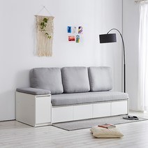 스스디 패브릭 수납소파 혼잠침대 소파, 3인 팔걸이포함_그레이