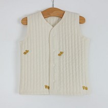 유아 아기 골드덕 줄누빔 피그먼트조끼 면100