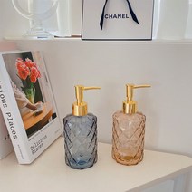 다각 크리스탈 글라스 유리 공병통 화장품 리필 세정제 세제 디스펜서 용기, 핑크