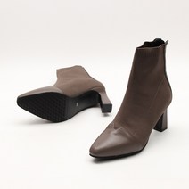 8cm굽 명품 발편한 가죽 콤비 니트스판 앵클부츠