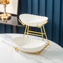 홈파티 케이터링 접시 용기 출장부페 플레이트 HK-30, 더블 레이어 과일 접시-펄 화이트