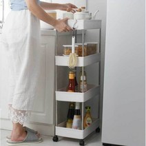 에이그 트롤리 이동식 수납장 서랍장, 화이트 4단