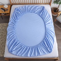 탄성 밴드가 있는 100 면 장착 시트 싱글 더블 킹 퀸 침대용 미끄럼 방지 조절 가능한 매트리스 커버 140/160/200cm, Queen 152x203x35cm, CN, blue