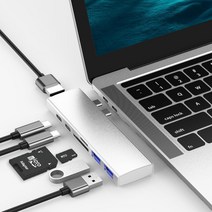 베이식스 7 in 1 USB C타입 올인원 알루미늄 맥북프로 멀티허브 미러링 덱스, 그레이