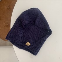 여성비니모자 부클바라클라바 니트여성용 블루 발라클라바 모자 가을과 겨