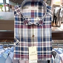 맨하탄NC서면점여름반팔시원한울네이비체크일반핏셔츠24W2072