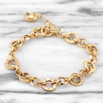 골드앤 14K 모피어스 팔찌 대 하트 통통 할로우 체인 금 팔찌