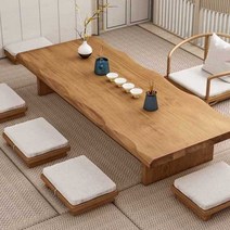 다도테이블 티테이블 다도 인테리어 거실 전통, 테이블 140x60x35cm + 낮은의자x4 + 등받이