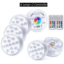13 LED RGB 잠수정 라이트 자석과 흡입 컵 수영장 수중 수족관 연못 야간 조명, 6 Lamp 2 Controller