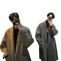 빅사이즈 남성 모직 정장 자켓 코트 오버핏 롱 트렌치코트 더블 겨울 코트 아우터