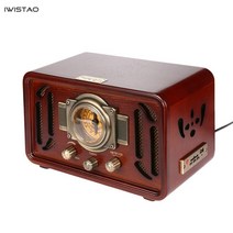 [RADIO]레트로 목재 HIFI 라디오 AM/FM 2x5W 데스크탑 스피커 로터리 튜닝 지원 블루투스 U 디스크 SD, 02 Red wood casing