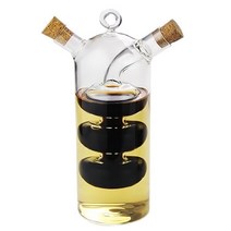 2-in-1 더블 레이어 병 소스 오일 식초 유리 병 조미료 조미료 봉인 된 주방 저장, 하나, 투명한