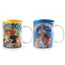 알폰스 무하 홈카페 머그컵 6종 시리즈 힐링선물 조디악 리베리 욥 비잔틴 Clabo 명화머그컵 팬시 11온스 인컬러, 1세트 (2개), 4.뮤즈 1개 + 쇼콜라 1개 (SET)