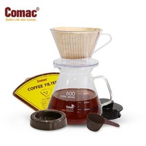 Comac 커피드립세트 600ml - DN3 커피필터/커피드리퍼/유리포트/핸드드립/드립커피/드립용품/커피용품, 코맥 커피드립세트 600ml (DN3)/