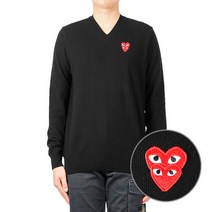 꼼데가르송 [꼼데가르송] (P1N074 BLACK) 남성 하트로고 와펜 니트