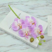 화분연출 4개꽃 인조 난꽃 소형 호접란 꽃줄기_1p, 퍼플