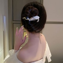 꿈나무 쥬얼리 큐빅 깃털 진주 비녀 올림머리 헤어 집게핀
