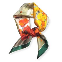 PoeticEHome 순수 멀베리 실크 스퀘어 스카프 68.6cm x 여성용 네커치프 헤드스카프 선물 포장 U2 - 가을 그림545570